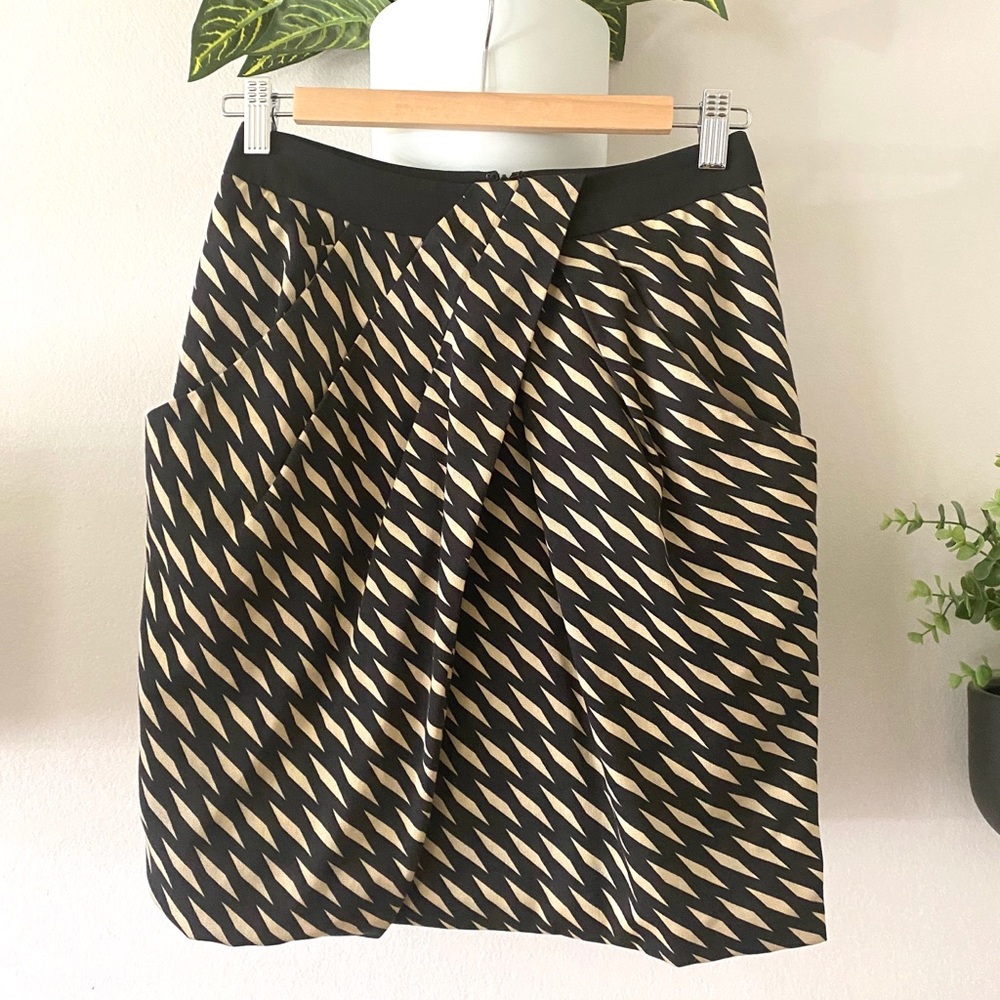 Anthropologie Fei Patterned Black & Tan Skirt